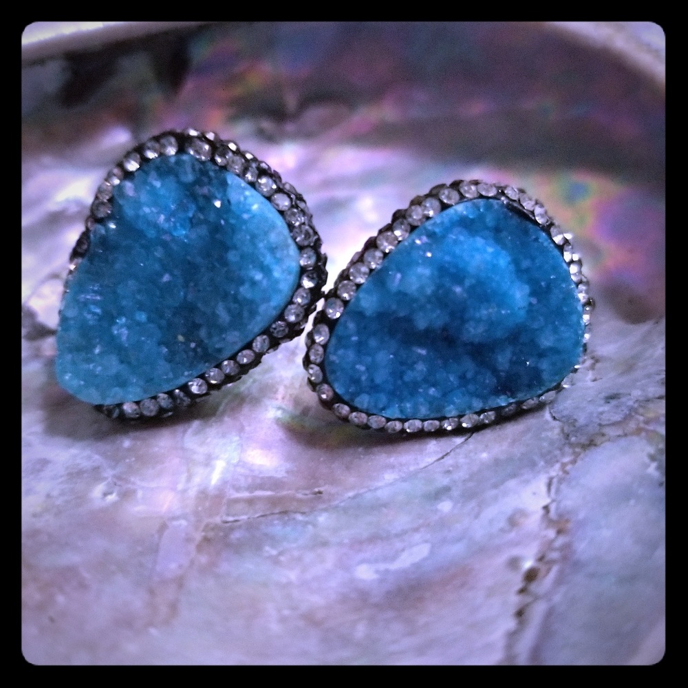 Aquamarine drutzy & Swarvarski crystal earrings